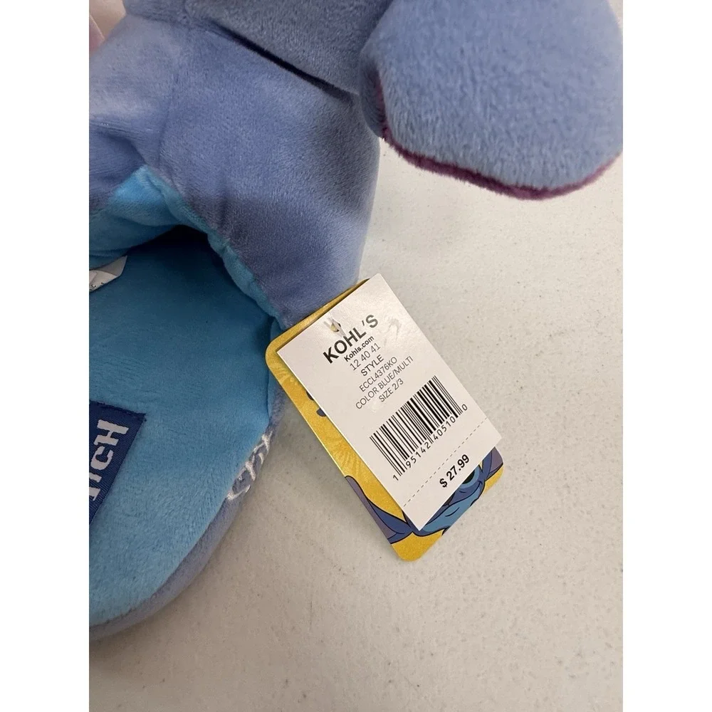 Disney Stitch And Angel Plush Slippers Kids Size L 2/3 NWT By Ground Up